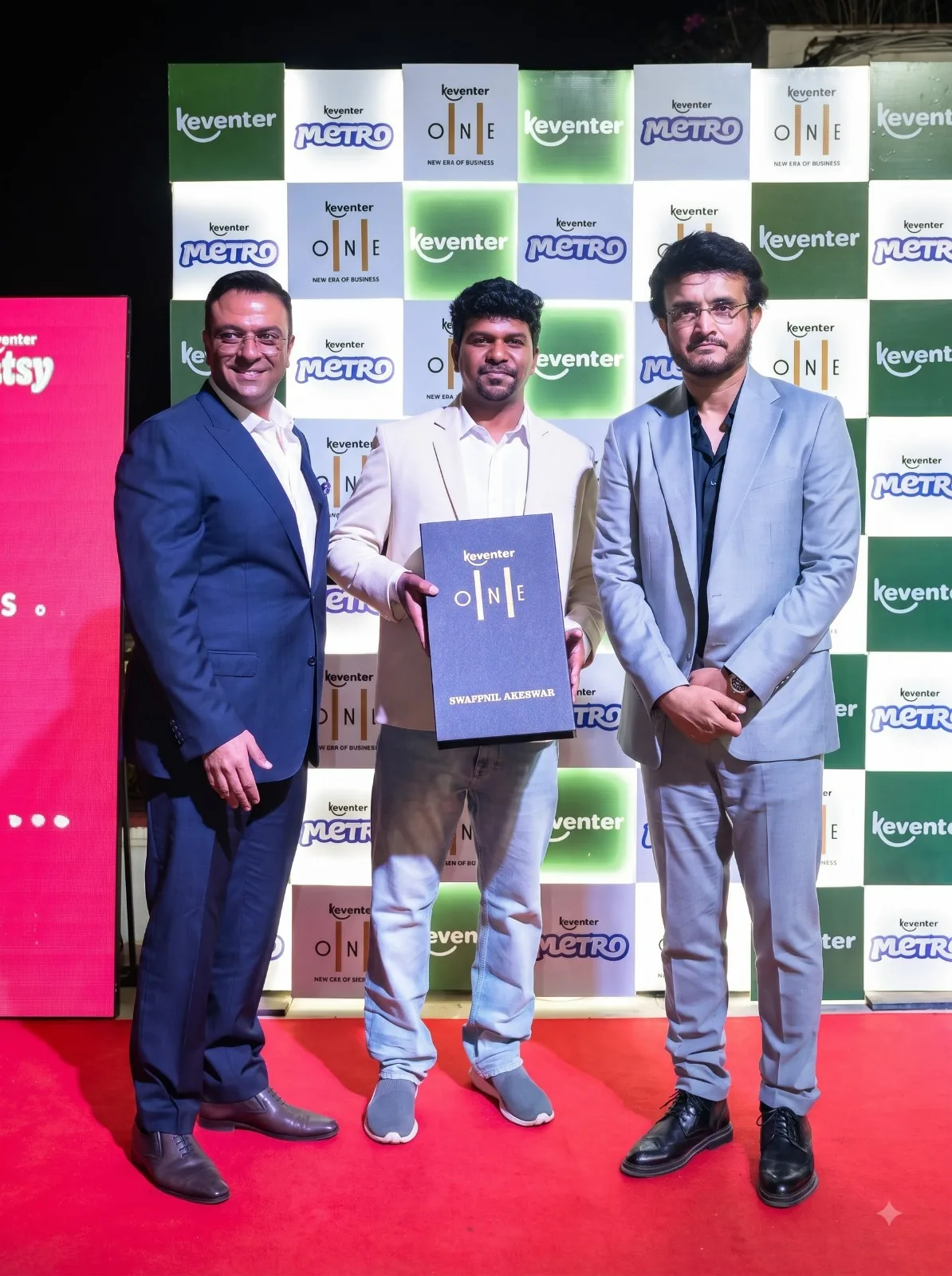 Keventer ONE award presented on stage by former India cricket captain Sourav Ganguly